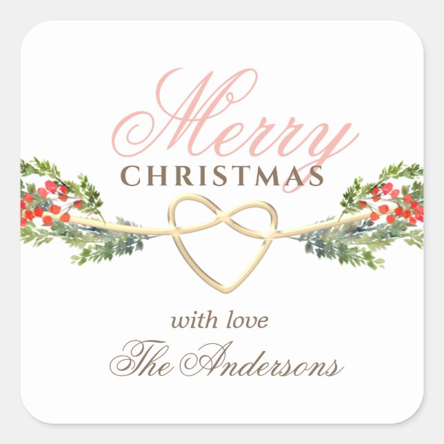 Simple Merry Christmas Square Sticker (Front)