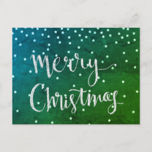 Simple Merry Christmas with Falling Stars Postcard