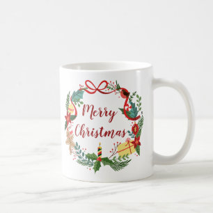 Simple Merry Christmas Wreath   Mug classique