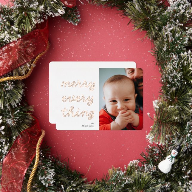 Simple Merry Everything Photo Foil Holiday Card (Insitu)
