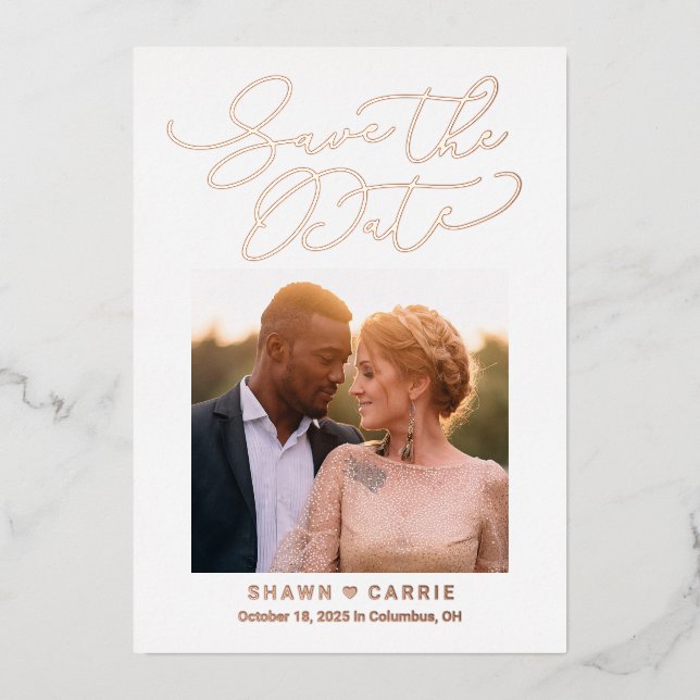 Simple Message REAL FOIL Save The Date Card (Front)