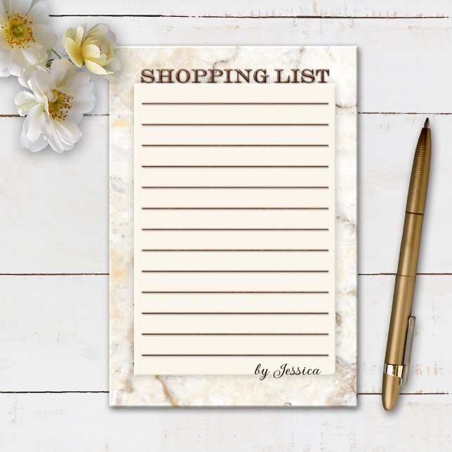 Simple Metallic and Marble Lined Shopping List Post-it Notes (Creator Uploaded)