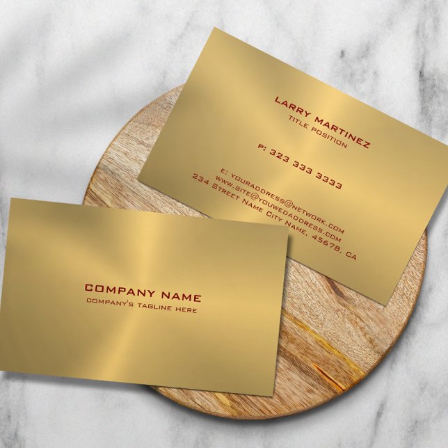 Simple Metallic Gold Texture Stainless Steel Look Business Card (Creator Uploaded)