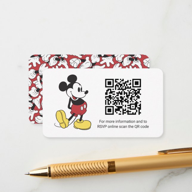 Simple Mickey Mouse |  Baby Shower Gift Registry Enclosure Card (Front/Back In Situ)