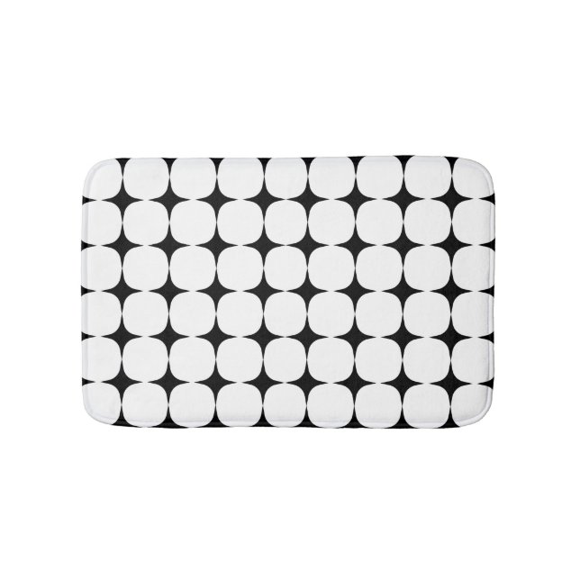 Simple Mid Century Modern Black and White Pattern Bath Mat (Front)