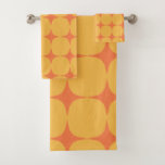 Simple Mid Century Modern Yellow Orange Pattern Bath Towel Set<br><div class="desc">A cool modern minimalist graphic design of yellow and orange shapes in a retro mid century modern style.</div>