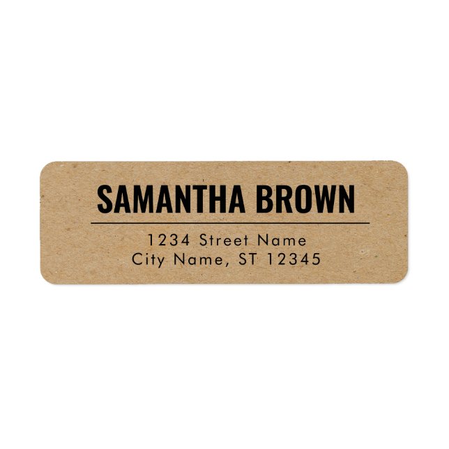 Simple Miminalist Faux Kraft Return Address Label (Front)