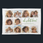 Simple Minimal - 10 Photo Grid - Oh What Fun Kitchen Towel<br><div class="desc">A 10 photo template in a simple grid with a white border. White background with a fun script and a sans serif font for the greeting. Type is in a muted green.</div>