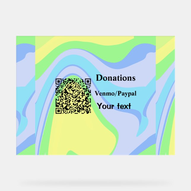 Simple minimal add barcode donations venmo paypal  acrylic sign (Front)