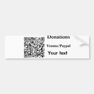 Simple minimal add barcode donations venmo paypal  bumper sticker