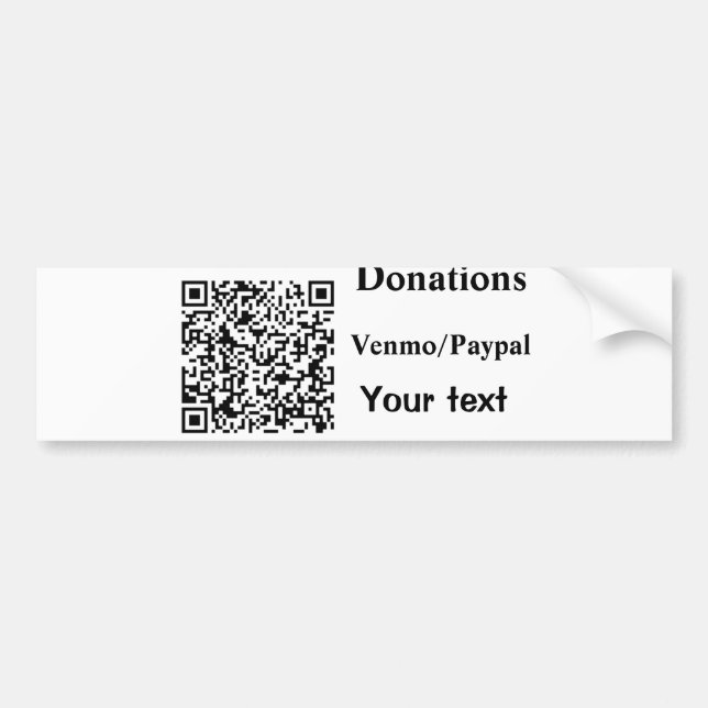 Simple minimal add barcode donations venmo paypal  bumper sticker (Front)