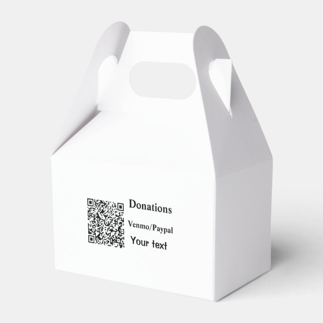Simple minimal add barcode donations venmo paypal  favor box (Front Side)