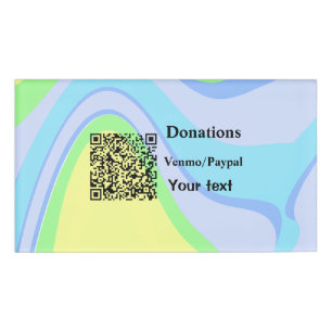 Simple minimal add barcode donations venmo paypal  name tag