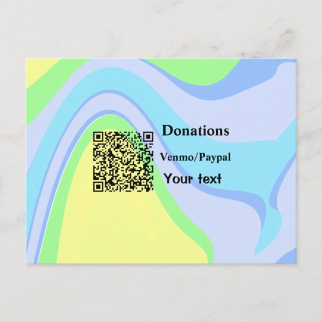 Simple minimal add barcode donations venmo paypal  postcard (Front)