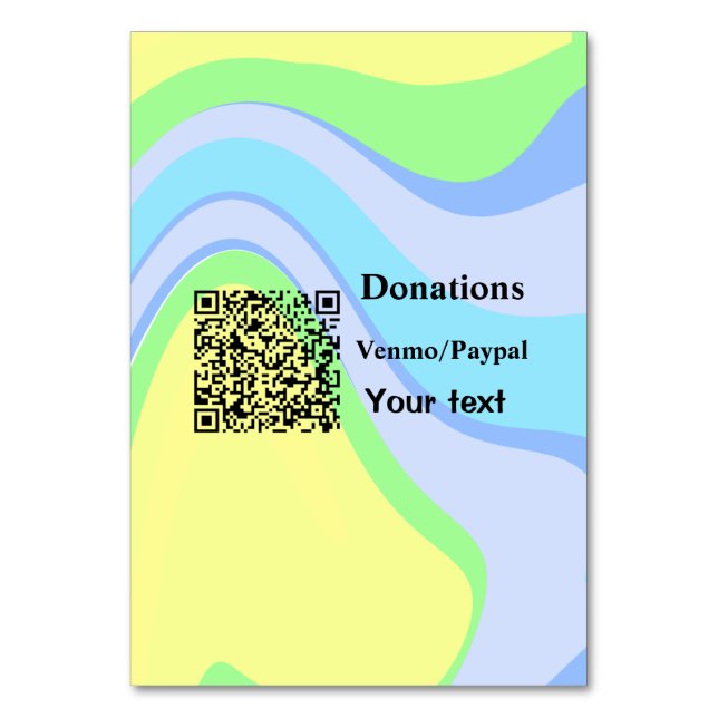Simple minimal add barcode donations venmo paypal  table number (Front)