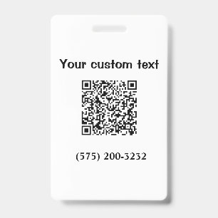 Simple minimal add barcode phone number text compa badge