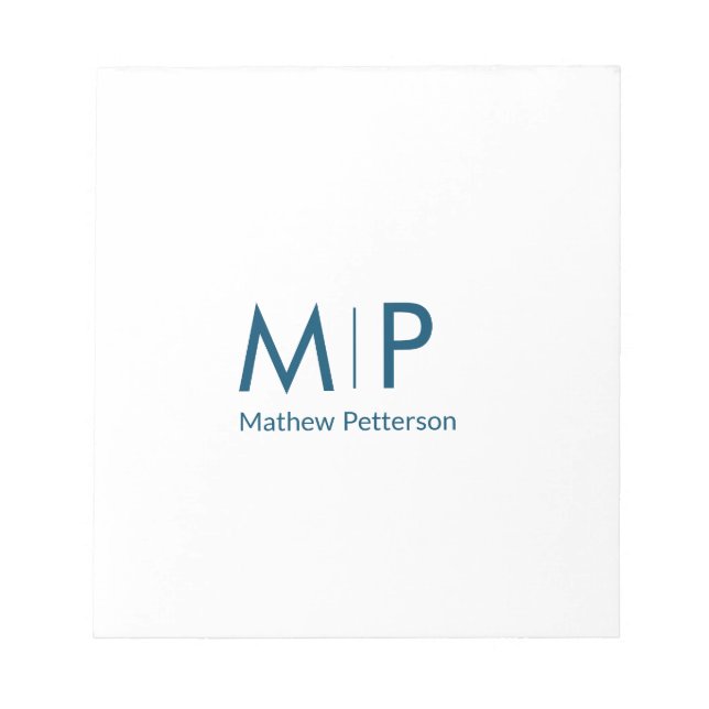 simple minimal add monogram name letter elegant te notepad (Front)