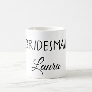 Simple minimal add name bridesmaid gift year coffee mug