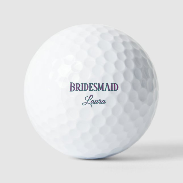 Simple minimal add name bridesmaid  gift year     golf balls (Front)