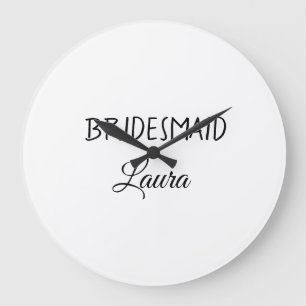 Simple minimal add name bridesmaid gift year large clock