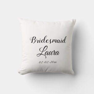 Simple minimal add name bridesmaid  gift year throw pillow