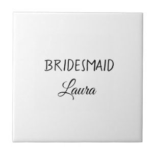 Simple minimal add name bridesmaid gift year tile