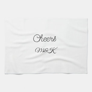 Simple minimal add name cheers couple name custom kitchen towel