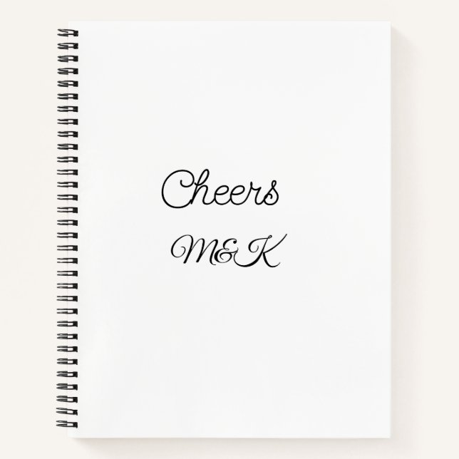 Simple minimal add name cheers couple name custom  notebook (Front)
