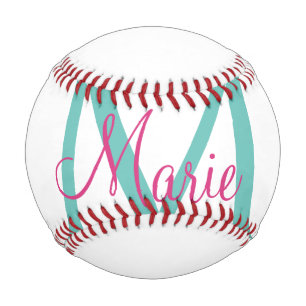 simple minimal add name monogram green pink blue t baseball