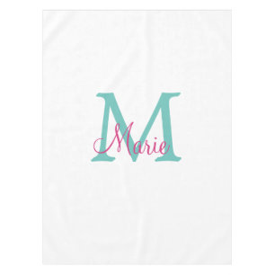 simple minimal add name monogram green pink blue t tablecloth