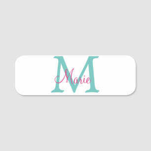 simple minimal add name monogram green pink blue t tag