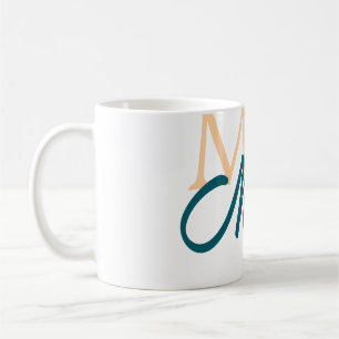 simple minimal add name monogram orange blue bold coffee mug