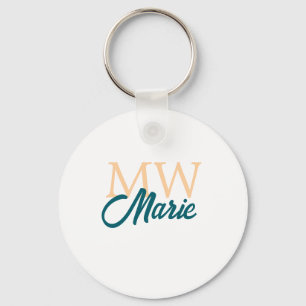 simple minimal add name monogram orange blue bold keychain