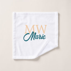 simple minimal add name monogram orange blue bold wash cloth