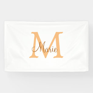 simple minimal add name monogram orange brown thr banner