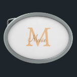 simple minimal add name monogram orange brown  thr belt buckle<br><div class="desc">beautiful design</div>