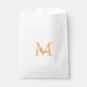 simple minimal add name monogram orange brown  thr favour bag