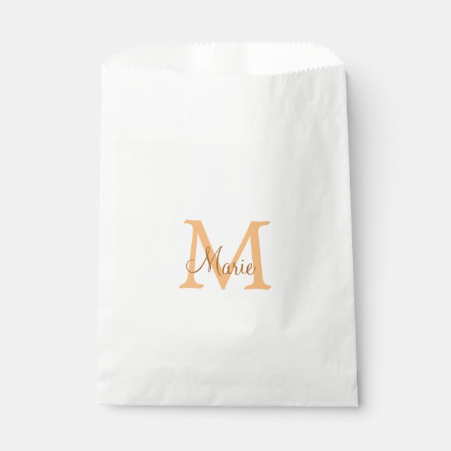 simple minimal add name monogram orange brown  thr favour bag (Front)