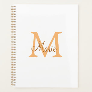 simple minimal add name monogram orange brown thr planner