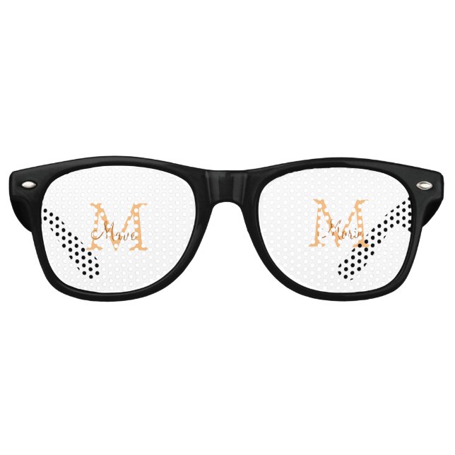 simple minimal add name monogram orange brown  thr retro sunglasses (Front)