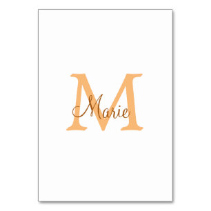 simple minimal add name monogram orange brown thr table number