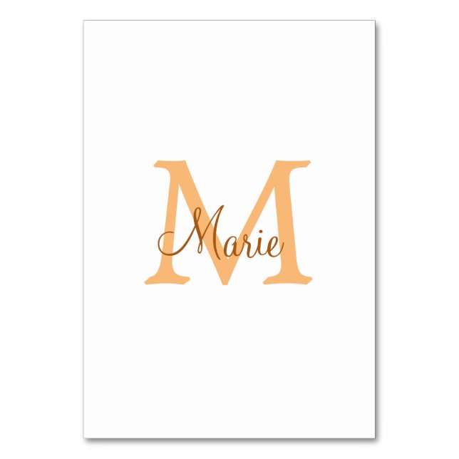 simple minimal add name monogram orange brown  thr table number (Front)