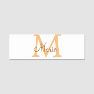 simple minimal add name monogram orange brown thr tag