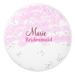 simple minimal add name monogram pink bridesmaid ceramic knob