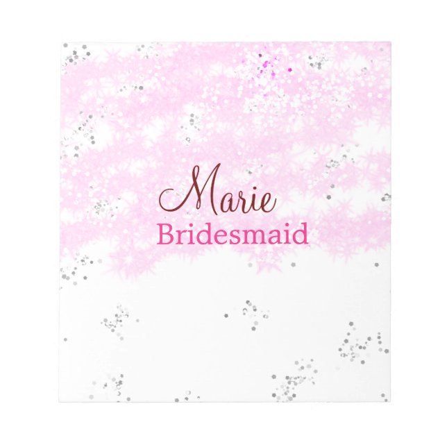 simple minimal add name monogram pink bridesmaid   notepad (Front)