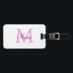simple minimal add name monogram pink red  luggage tag<br><div class="desc">beautiful design</div>