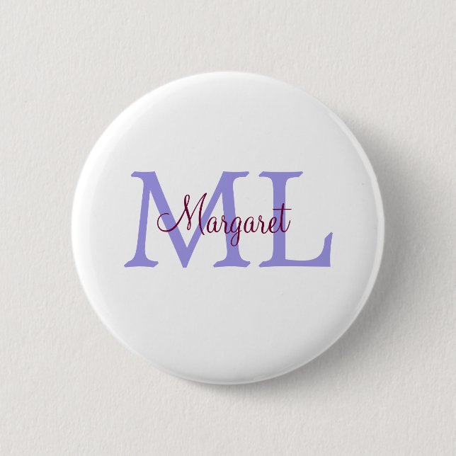 simple minimal add name monogram pink red   throw  2 inch round button (Front)