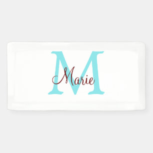 simple minimal add name monogram pink red   throw  banner