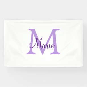 simple minimal add name monogram pink red throw banner