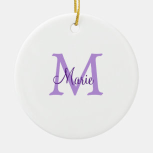 simple minimal add name monogram pink red throw ceramic ornament